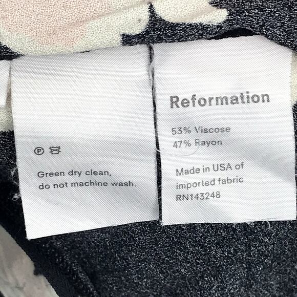 Reformation Floral Vanessa Dress 12 Crew Neck Long Sleeve Side Slit Keyhole Back - Picture 4 of 8